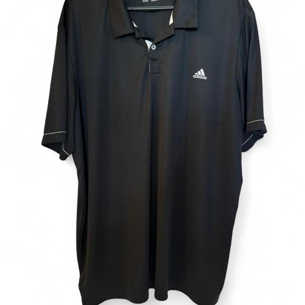 Adidas's men's black polo‎ white accents